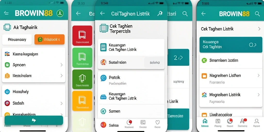 Tampilan antarmuka aplikasi BROWIN88 untuk cek tagihan listrik.