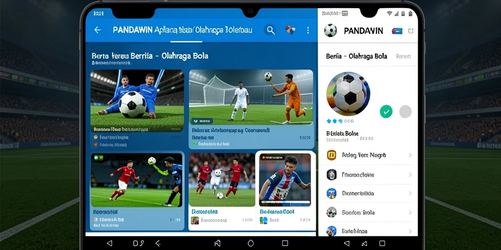 Antarmuka menarik dari aplikasi PANDAWIN untuk Olahraga Bola.