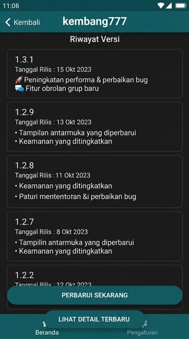 Riwayat Versi Kembang777 untuk Pengguna Android